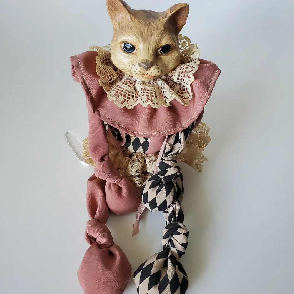 Vintage Katherine's Collection Wayne Kleski Cat Porcelain Face Doll Clow…